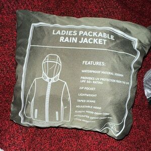 Olive Waterproof Ladies Packable Rain Jacket